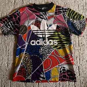 Adidas Pink and Yellow Graphic Tee